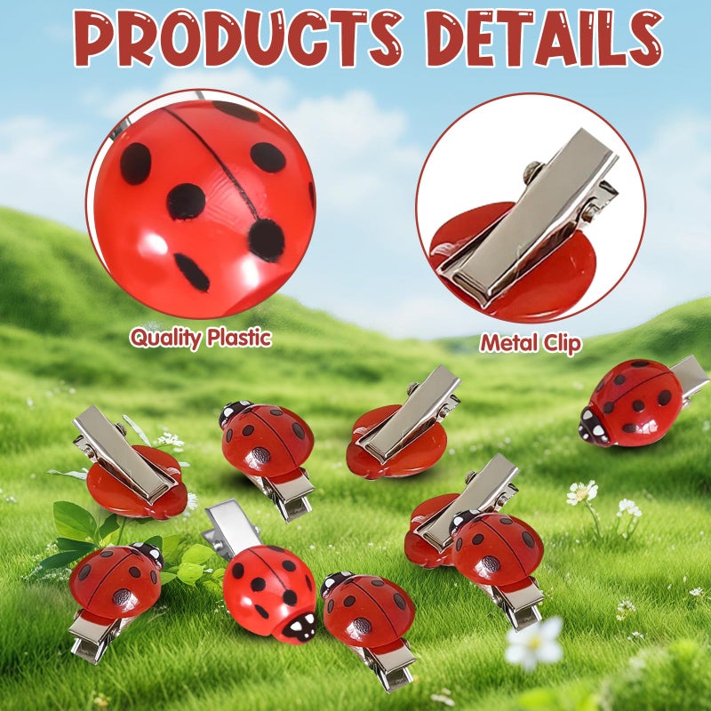CYUXING 40Pcs Ladybug Hair Clips for Women & Girls, Fun Cute Whimsical Bug Hair Accessories with Metal Grip | Fun Decorative Clips for Daily Use & Cosplay Themed Party & Halloween - Image 3